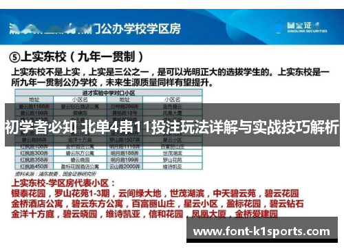 初学者必知 北单4串11投注玩法详解与实战技巧解析