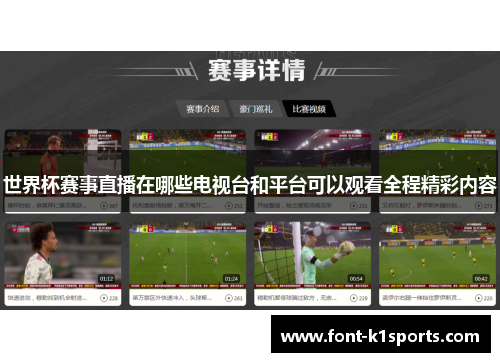 世界杯赛事直播在哪些电视台和平台可以观看全程精彩内容