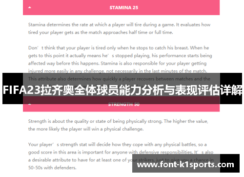 FIFA23拉齐奥全体球员能力分析与表现评估详解